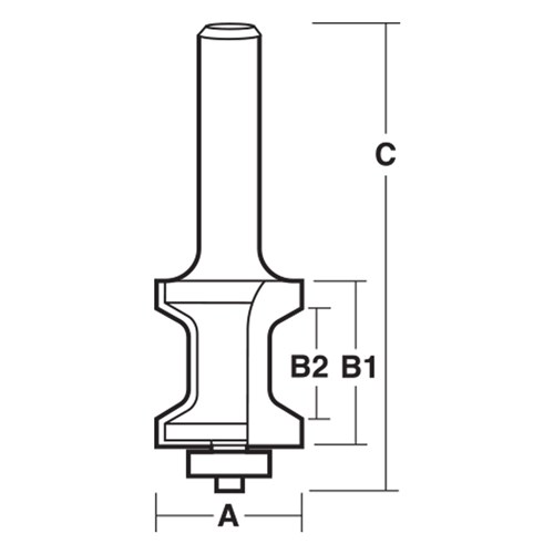 BATTEN MOULD BIT - CARBIDE TIPPED 28.6mm X 33mm X 22.2mm X 92mm