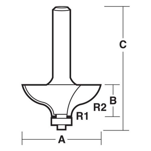 TABLE EDGE BIT WITH RETURN - CARBIDE TIPPED 50.8mm X 33.5mm X 94.7mm X 6.35mm X 16mm