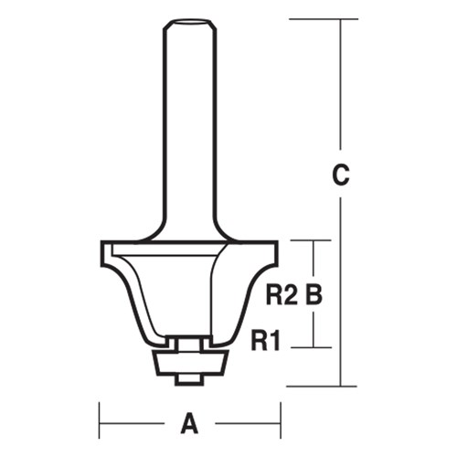 SOLID SURFACE BIT - ROMAN OGEE UNDERMOUNT BOWL (CARBIDE TIPPED) 50.8mm X 85mm