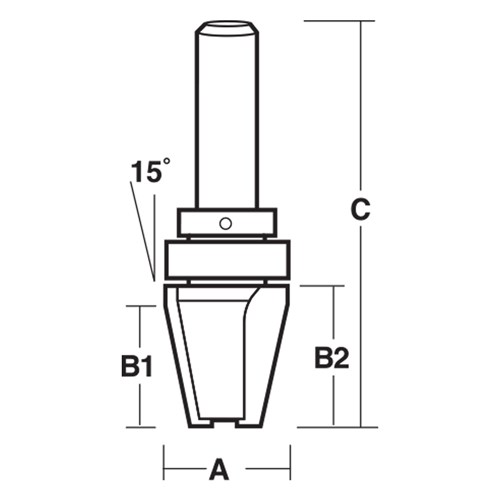SOLID SURFACE BIT - CHAMFER 15° (CARBIDE TIPPED) 28.6mm X 85mm