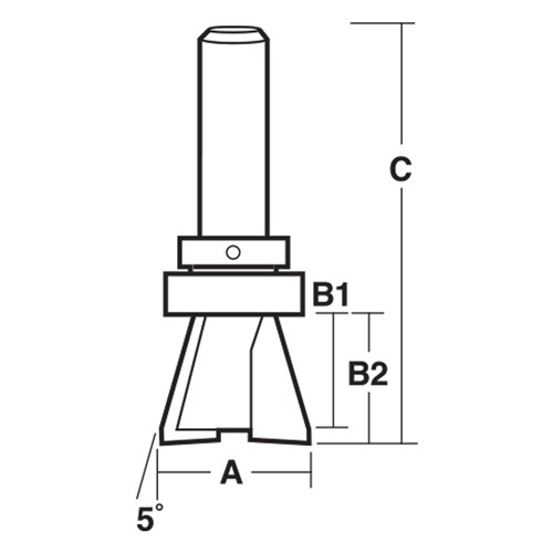 SOLID SURFACE BIT - BOWL CUTTER 15° (CARBIDE TIPPED) 28.6mm X 85mm