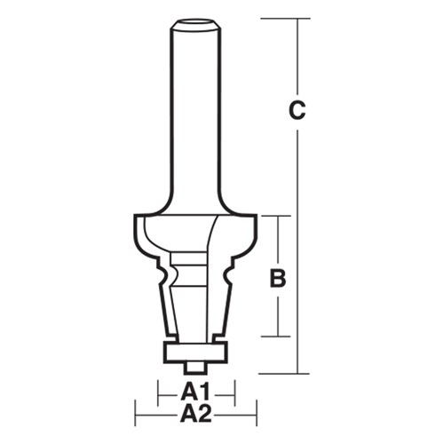 FACE MOULDING BIT -CARBIDE TIPPED 12.7mm X 31.8mm X 33mm X 86mm
