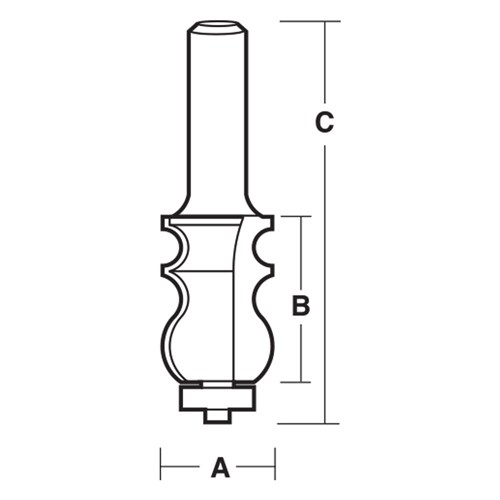 FACE MOULDING BIT - CARBIDE TIPPED 24mm X 36.5mm X 89mm