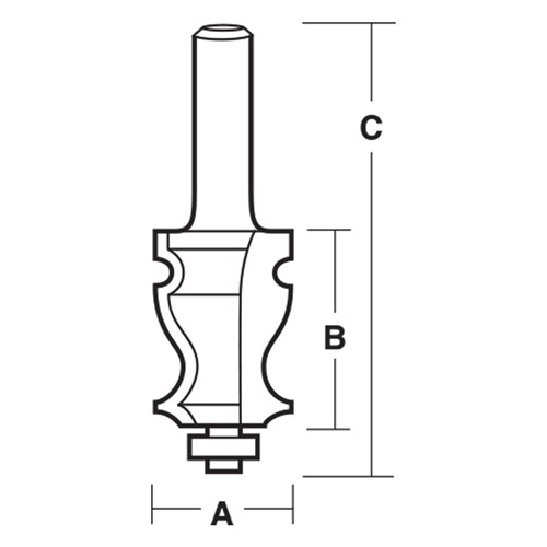 FACE MOULDING BIT - CARBIDE TIPPED 28.6mm X 41.3mm X 96.5mm