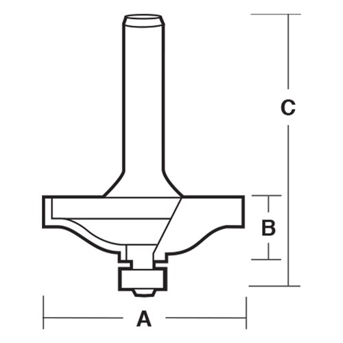 RAISED PANEL BIT (NO BEARING) - CARBIDE TIPPED 57mm X 16.3mm X 70mm