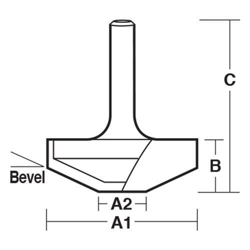 WIDE FLAT BOTTOM PANEL BIT - CARBIDE TIPPED 25.4mm X 9.5mm X 11mm X 41mm