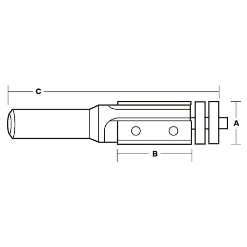 R750_Flush_Trimming_Bits_Double_Hole_Fixing_Double_Bearing_Drawing