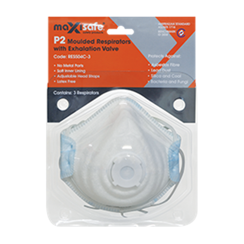 RES504C-3 P2 RESPIRATOR WITH VALVE - PACK OF 3