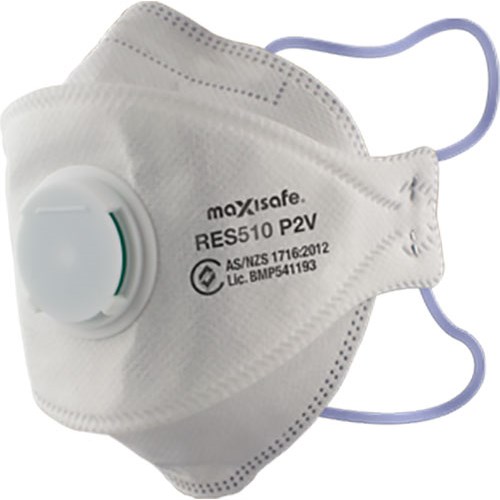 MAXISAFE RES510 3-PANEL FLAT FOLD RESPIRATOR WITH VALVE - BOX OF  20