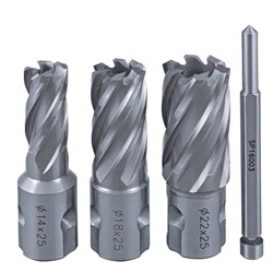 Holemaker ASSET-Z Silver Series HSS Annular Cutter 3 Piece Set METRIC SHORT 14, 18, 22 & PIN