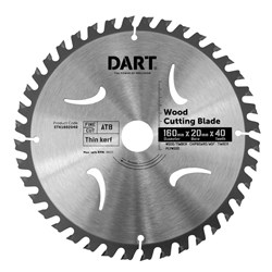 DART 160mm X 1.6 X 1.0 X 20 X 40TCT ATB THIN KERF SAW  BLADE