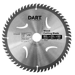 DART 160mm X 1.6 X 1.0 X 20 X 60TCT ATB SAW BLADE