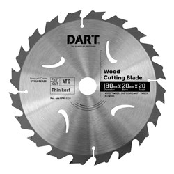 DART 180mm X 1.6 X 1.0 X 20 X 20TCT ATB THIN KERF SAW BLADE