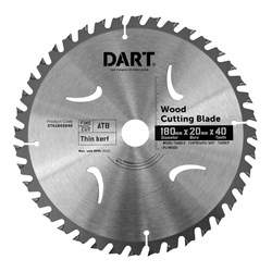 DART 180mm X 1.6 X 1.0 X 20 X 40TCT ATB SAW BLADE