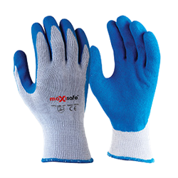 BLUE GRIPPA KNITTED POLY COTTON, BLUE LATEX DIPPED PALM MEDIUM