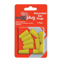 MAXISAFE UNCORDED EARPLUGS CLASS 5 BLISTER PACK OF 5 PAIRS