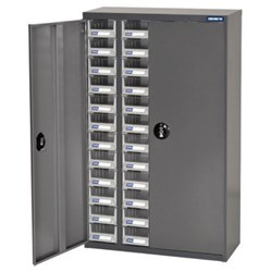 TRADEMASTER PARTS CABINET WITH LOCKABLE DOORS (METAL A7 SERIES) - 48 DRAWERS