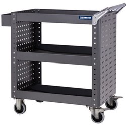 TRADEMASTER (METAL FRAME) TOOL CART - 3 SHELF WITH SIDE PANELS