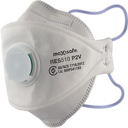 MAXISAFE RES510 3-PANEL FLAT FOLD RESPIRATOR WITH VALVE - BOX OF  20