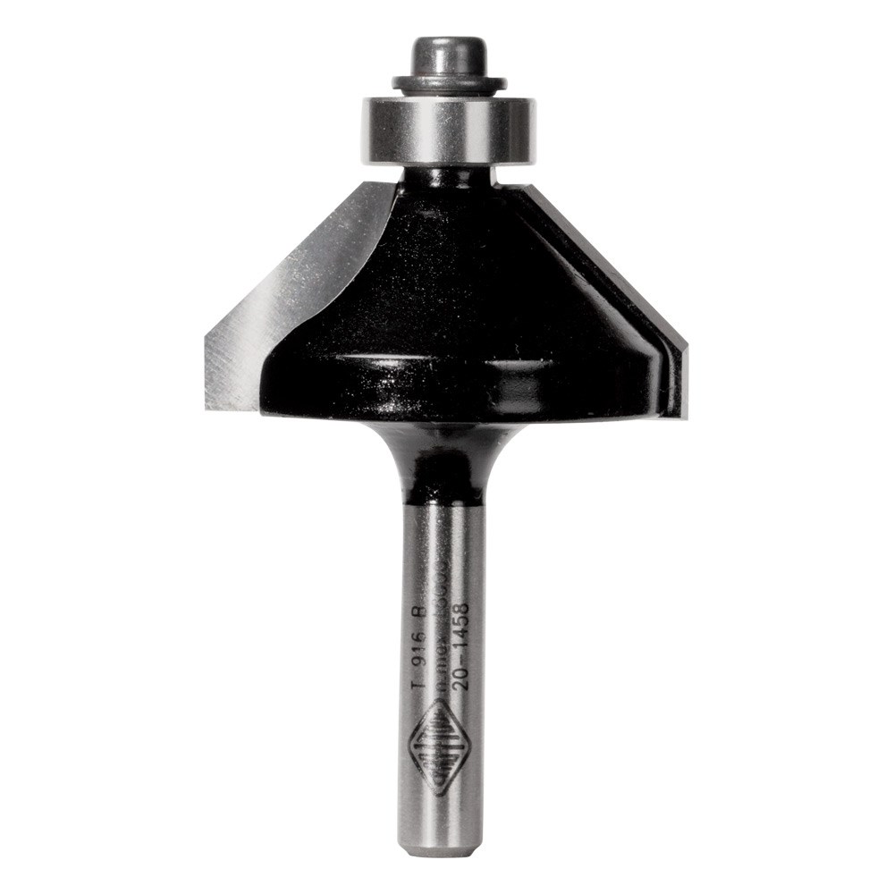 45 degree bearing-guided chamfer router bit
