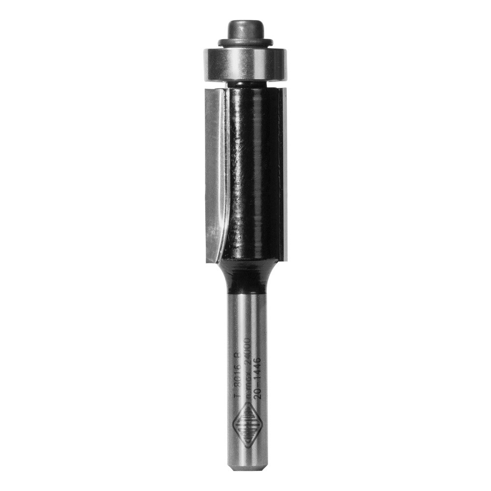Bearing-guided flush trim router bit for laminate and template work