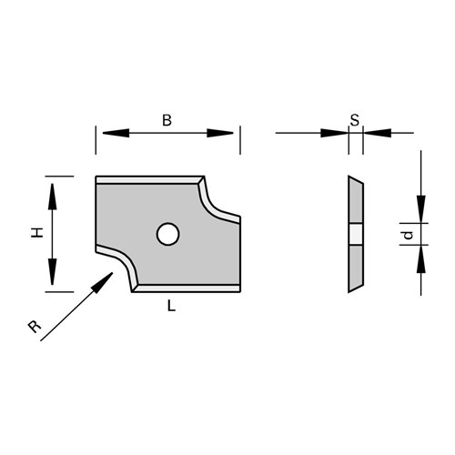 LEUCO RADIUS TURNOVER KNIVES HW WITH 2 CUTTING RADII 30X14X2.0 RR R=Ã?2.5