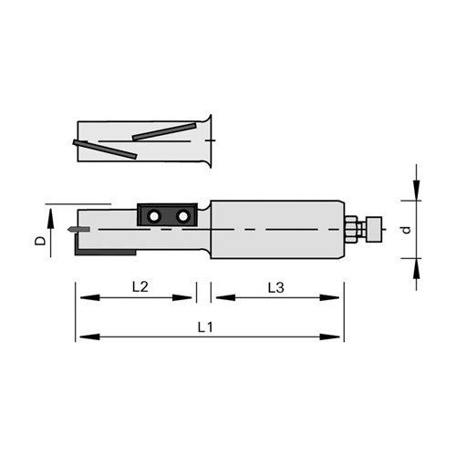 LEUCO SHANK-TYPE CUTTERS WITH HW TURNOVER KNIVES - Z=1+1 WITH ALTERNATING SHEAR ANGLE Ã