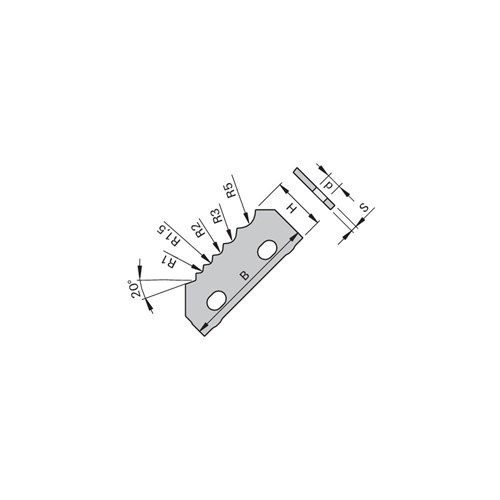 LEUCO MULTI SCRAPER KNIVES HW 45.8X17.98X2.0 RR R=Ã?20Â°; 1; 1.5; 2; 3; 5
