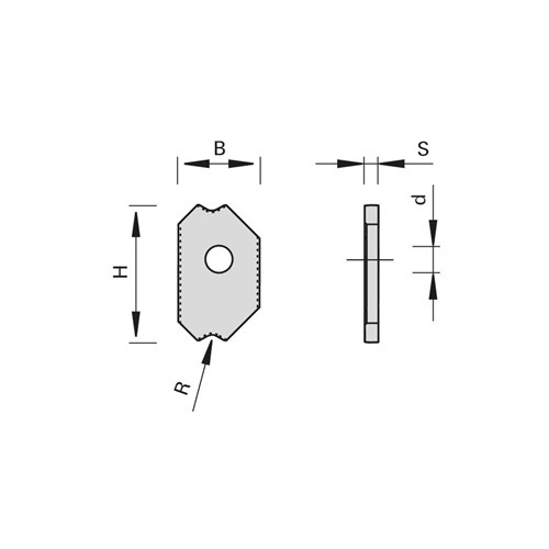 LEUCO SCRAPER TURNOVER KNIVES HW WITH 2 CUTTING EDGES AND RADIUS - HOMAG (NON-SYMMETRICA