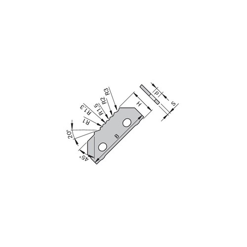 LEUCO MULTI SCRAPER KNIVES HW 45.8X17.23X2.0 RR R=Ã?45Â°; 20 1; 1.3; 1.5; 2; 3