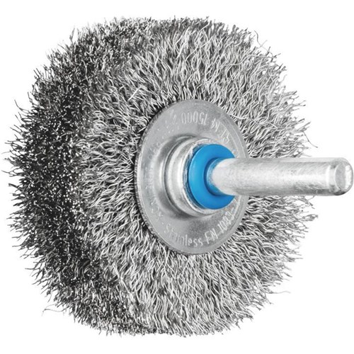Shaft Mounted Wheel Brushes RBU - Crimped INOX Wire - 6mm Shaft - Single Pack