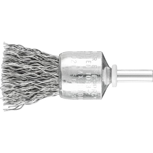 Pencil Brushes 6mm Shaft Mounted PBU - Crimped STEEL Wire - Various Sizes