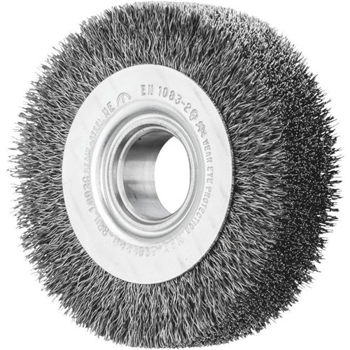 Wheel Brushes with Arbor Hole  RBU - Crimped STEEL Wire - Suits Bench Grinders General Purpose