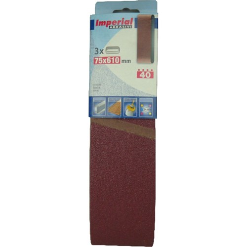 Mini Pack of 3 Linishing Belts - Aluminium Oxide 100 x 610mm - Various Grits