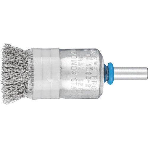 Pencil Brush 6mm Shaft Mounted - Crimped INOX Wire Limiting Rings  PBUR 2020/6 INOX 0.20