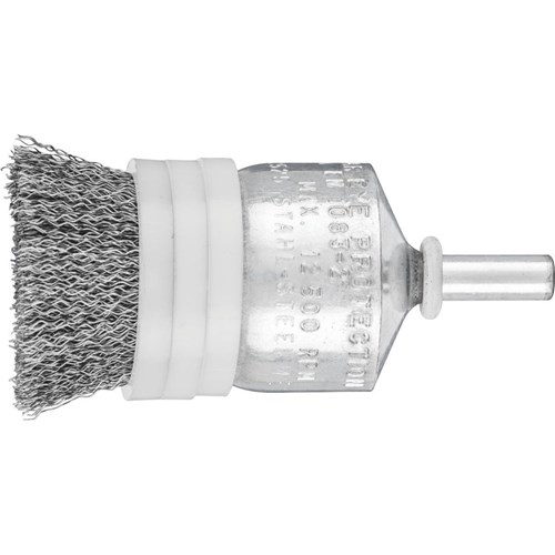 Pencil Brush 6mm Shaft Mounted - Crimped STEEL Wire Limiting Rings  PBUR 2525/6 ST 0.20