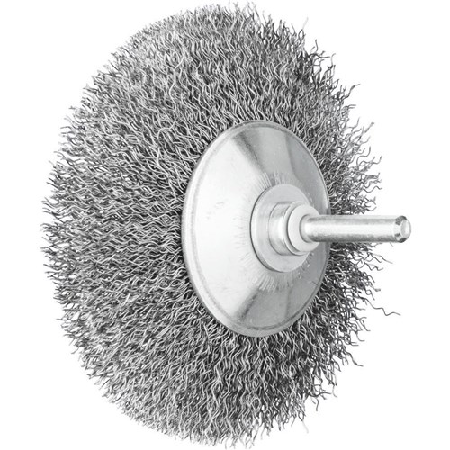 Shaft Mounted Wheel Brush - Bevel Crimped STEEL Wire - 6mm Shaft  KBU 9510/6 ST 0.30 SG