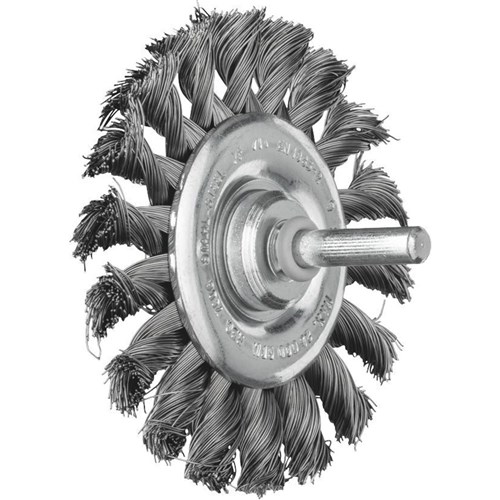 Shaft Mounted Wheel Brush - Twist Knot STEEL Wire - 6mm Shaft Single Pack  RBG 7006/6 ST 0.35