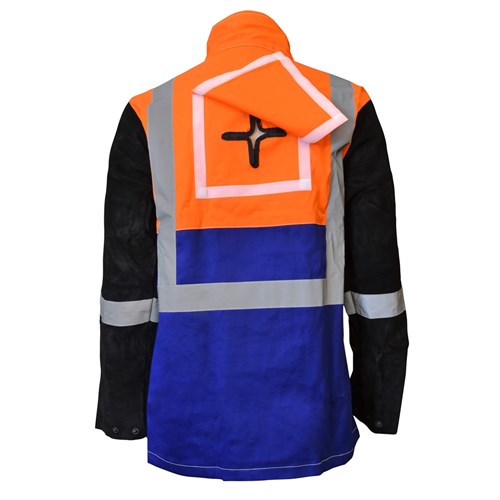 ARCGUARD HI-VIS FIRE RETARDANT WELDING JACKET WITH LEATHER SLEEVES