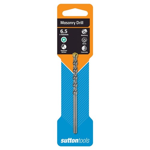 SUTTON DRILL D600 MASONRY TCT STD FIXING CARDED 6.5MM X 100MM