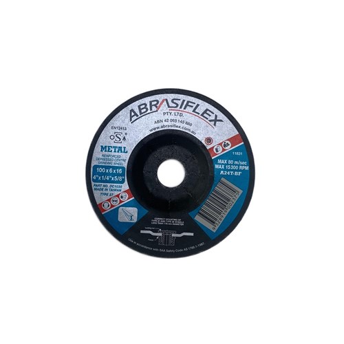 Abrasiflex DC1030 Depressed Centre Metal Grinding Wheels 100 x 6 x 16 A24T