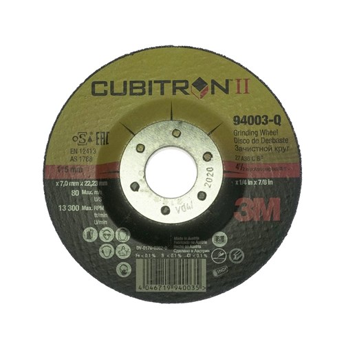 3M DC1058 Cubitron II Depressed Centre Metal Grinding Wheels - Iron Free 115 x 6 x 22 A36P I/F