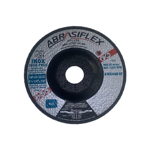 Abrasiflex DC1078 Depressed Centre Metal Grinding Wheels - Iron Free 125 x 6 x 22 A/WA24Q  I/F