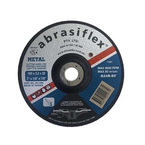 Abrasiflex DC1090 Depressed Centre Metal Cutting Wheels 180 x 3.2 x 22 A24R