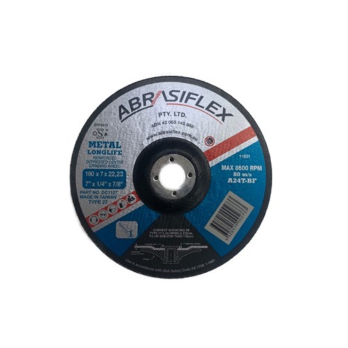 Abrasiflex DC1127 Depressed Centre Metal Grinding Wheels 180 x 7 x 22 A24T