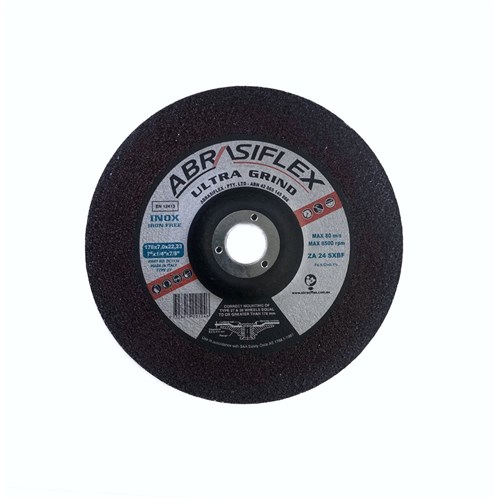 Abrasiflex DC1130 Depressed Centre Metal Grinding Wheels - Iron Free 180 x 7 x 22 ZA24SX Ultra I/F