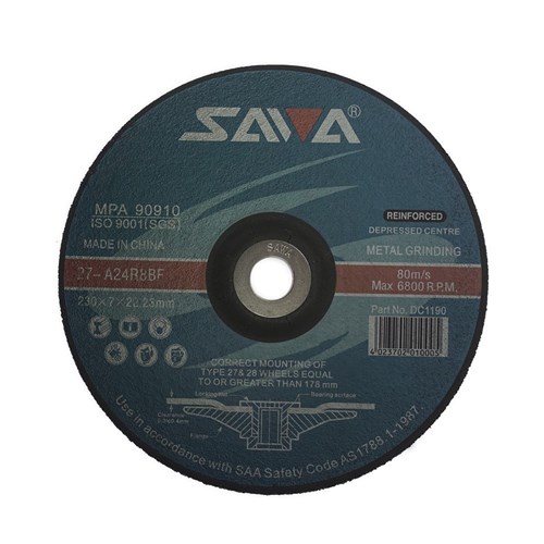 Abrasiflex DC1190 SAWA Depressed Centre Metal Grinding Wheels 230 x 7 x 22 A24R
