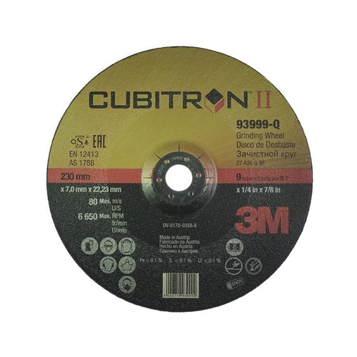 3M DC1198 Cubitron II Depressed Centre Metal Grinding Wheels - Iron Free 230 x 7 x 22 A36P I/F