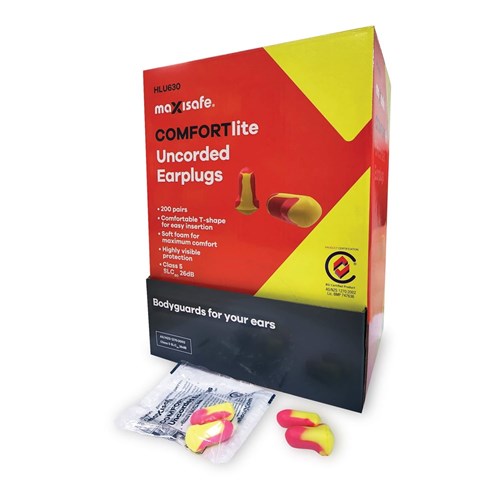 COMFORTLITE T-SHAPE UNCORDED EARPLUGS, CLASS 5 26DB BOX OF 200 Pairs
