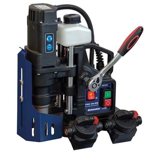 HOLEMAKER PRO35 MAGNETIC BASE DRILL. WITH SWIVEL MAGNETIC BASE FOR PIPE DRILLING
